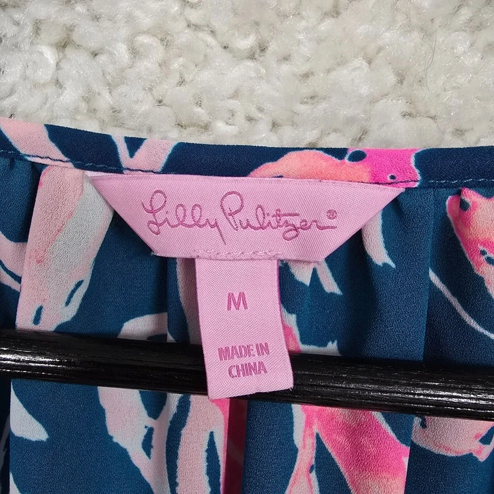 Lilly Pulitzer Womens Charleigh Top Medium Floral V-Neck Balloon Sleeve Flowy - Picture 6 of 14